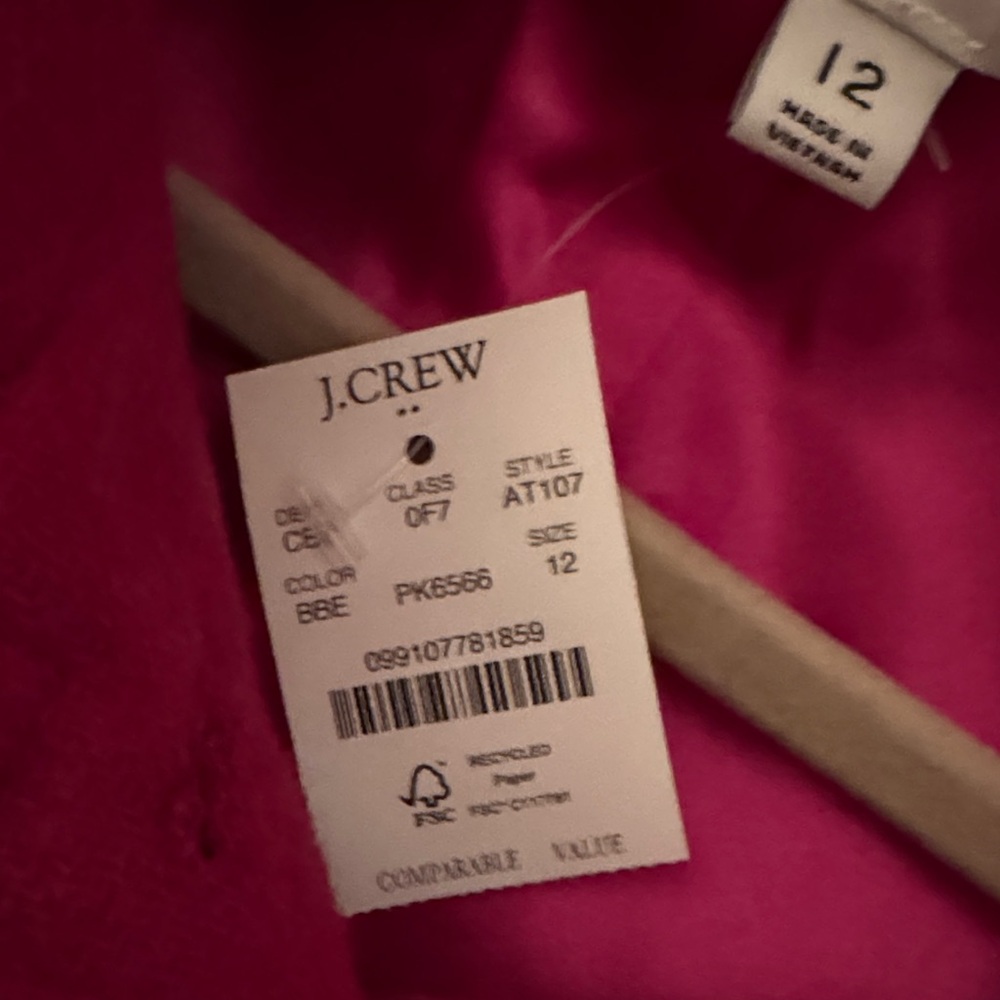 J. Crew Hot Pink Wool Blend Trench Coat with Gold Buttons - Picture 12 of 12